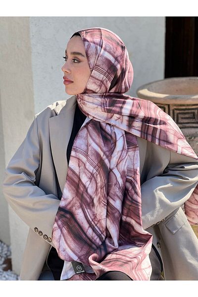 Modakaşmir Şal din twill cu model de marmură