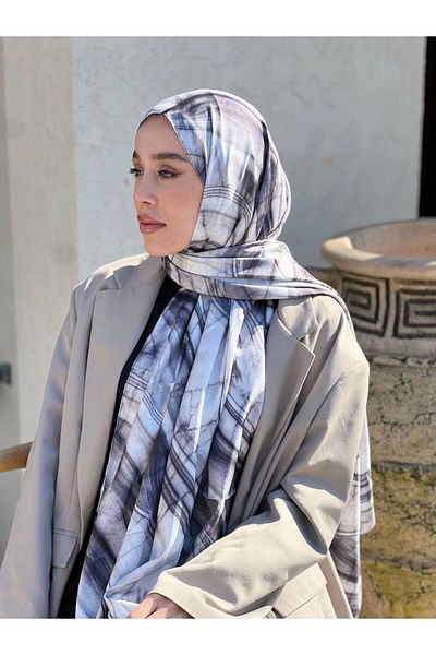Modakaşmir Şal din twill cu model de marmură