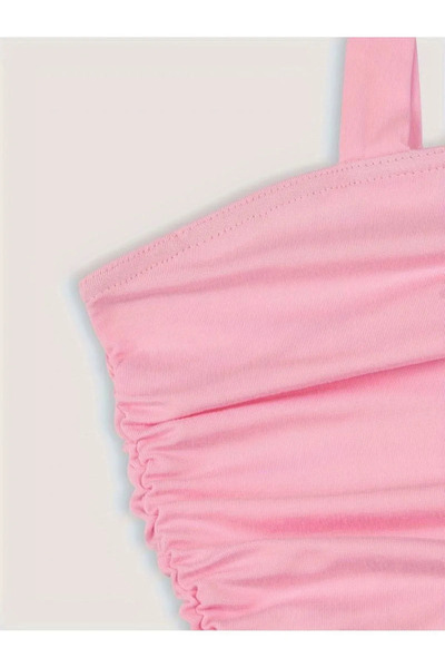 Marin Star Καλοκαιρινό ροζ φιόγκο: Lycra Crop Top, Μπλούζα με δέσιμο στον ώμο, Brocade Crop