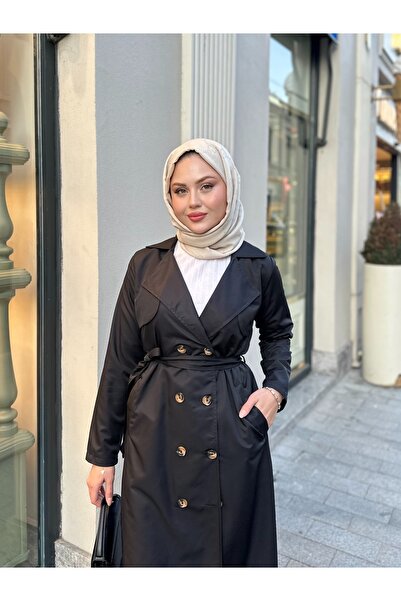 VOLT CLOTHİNG Damski płaszcz typu trencz z kołnierzem szalowym i zapięciem na guziki