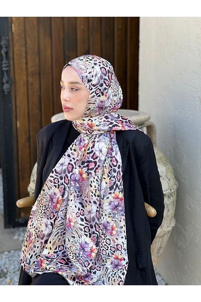 Modakaşmir Floral Pattern Twill Shawl