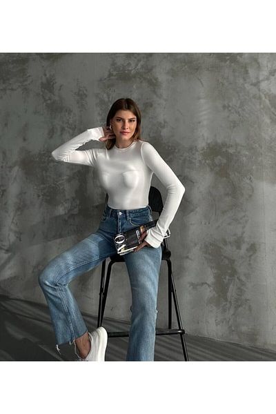 peri tower Premium Quality Oysh Fabric Finger Fit Ecru Crew Neck Long Sleeve Body
