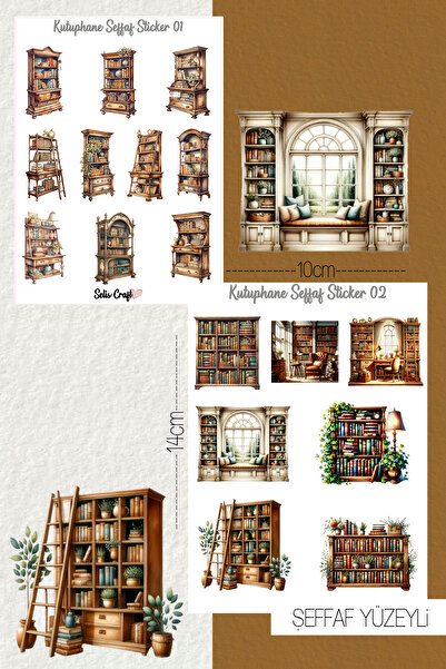 SelisCraft Kütüphane Temalı Şeffaf Sticker Seti 01-02 Ajanda Planlayıcı Bulle...