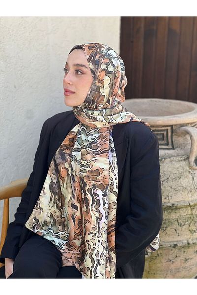Modakaşmir شال من نسيج التويل بنمط Piosa