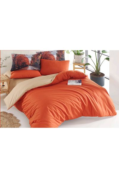 The Fabric Miranda Düz Autumn Double Sided Ranforce Single Duvet Cover Set