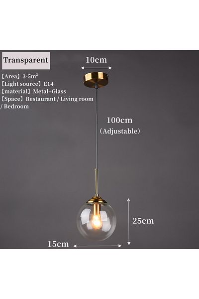 MSZGJY Warm White Transparent Modern Luxury Metal Chandelier Nordic Creative LED Glass Pendant Lamp Living