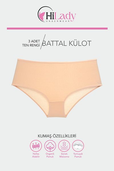 Hilady Women's Oversize Large Size Panties High Waist 3 Pack