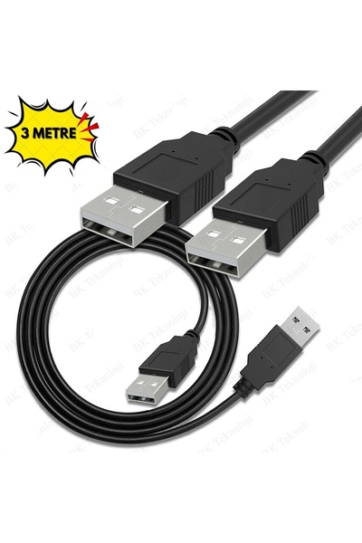Derwell 3 Metre 3mt USB 2.0 Uzatma Kablosu Erkek To Erkek Genişletici Web Kam...