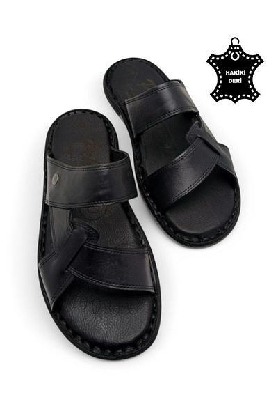 MAGIC SHOES Orthopedic Men's Slippers with All Genuine Leather and Heel Cushion System