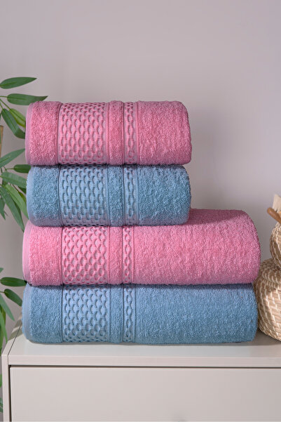 Fiyonk Home طقم حمام تركي مكون من 4 قطع - حصالة قطنية، عالية الجودة وفائقة ال...