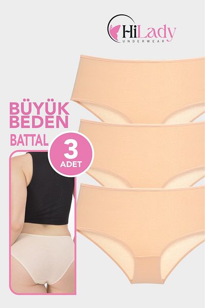 Hilady Women's Oversize Large Size Panties High Waist 3 Pack