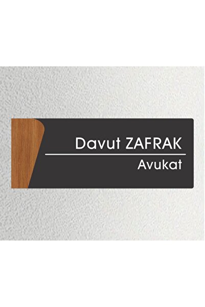 zafrakreklam Ofis Oda Kapı İsimliği Yönlendirme Tabelası 26X10cm  ANTRASİT - CEVİZ  - AVUKAT