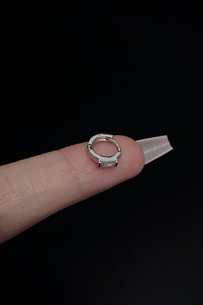 Blisse Piercing Women's Baguette Zircon Stone Tragus Helix Cartilage Ring Steel Piercing