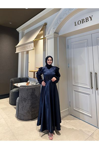 berre yazıcı Βραδινό φόρεμα Eliza Navy Blue Hijab