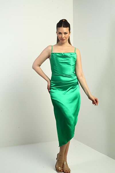 By Saygı Жіноча сукня з асиметричним кроєм, з підкладкою, з драпіруванням і бретельками