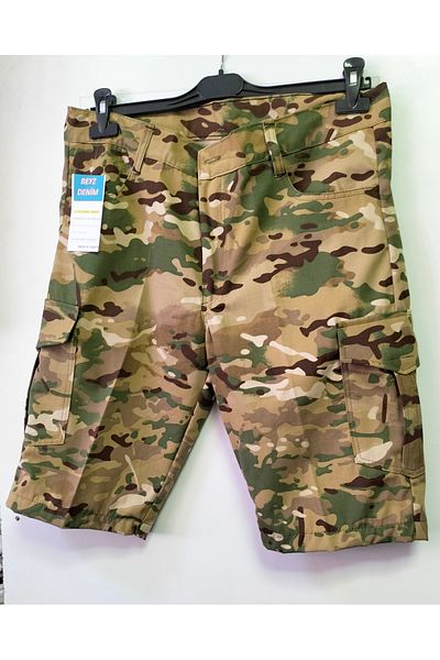 BeyzDenim Camouflage Ripsstop Knee Length Capri Shorts