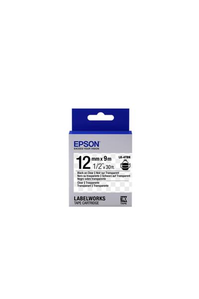 Universal ملصق Epson LK-4TBN أسود على شفاف مقاس 12 مم بطول 9 أمتار