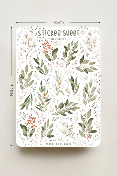MÜHÜRCE Nature & Tree Branch Sticker - Aesthetic & Vintage Stickers - for Notebook and Agenda