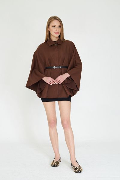 SevdeUgur Brown Belted Trench Coat Poncho / Sevde Ugur