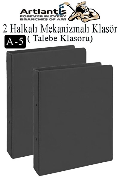 Artlantis Siyah 2 Halkalı Klasör 2 Adet A5 PVC Öğrenci ve Ofis Tipi Evrak Sun...