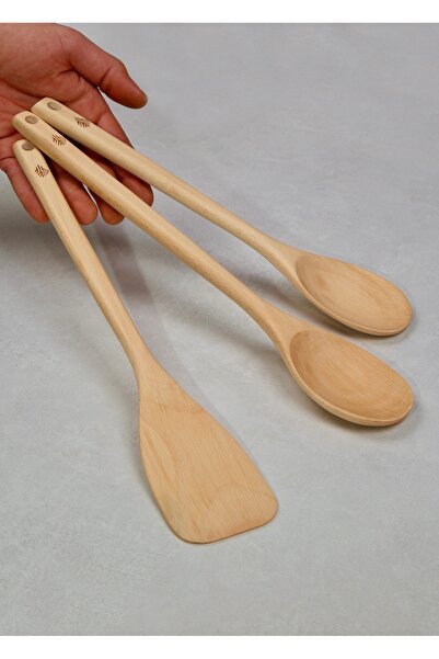 Handcraft 3 Pieces Wooden Spoon & Spatula Serving & Mixing Spoon with Long Handle