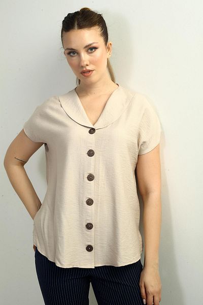 By Saygı Cămașă oversize cu guler șal pentru femei