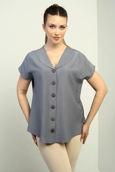 By Saygı Cămașă oversize cu guler șal pentru femei