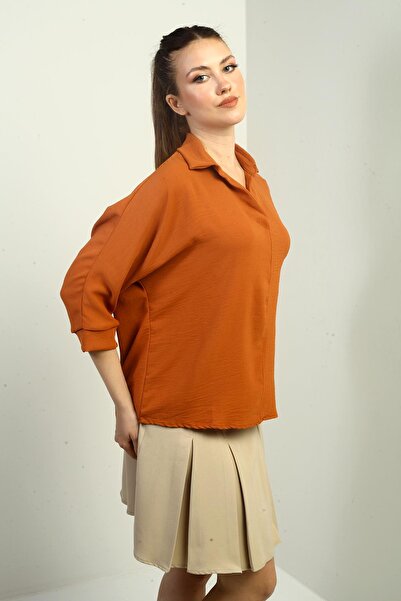 By Saygı Polo Neck Three Quarter Sleeve Ayrobin Blouse