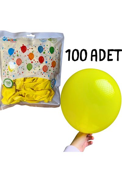 Balon marketi Papatya Party Yellow Latex Balloon - Pack of 100 (Indoor & Outdoor Compatible)