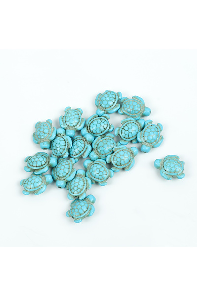 yfhobi 1 Adet - 18 mm Kaplumbağa Desenli Porselen Boncuk, Turkuaz Renk Porsel...