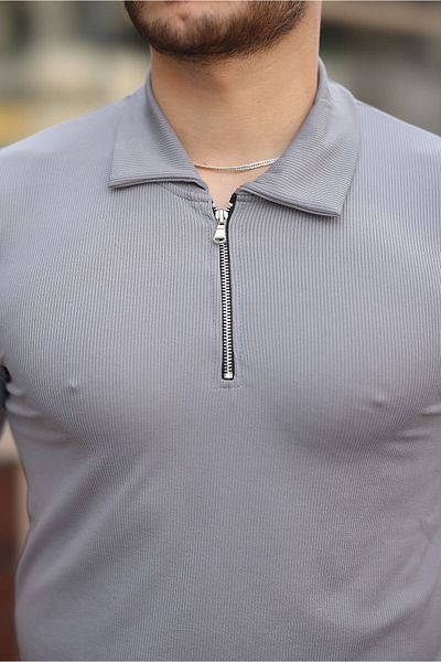 CAN Men's Half Zip Polo Neck T-Shirt