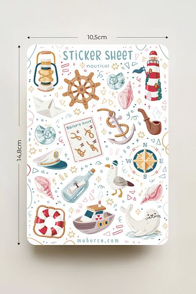 MÜHÜRCE Nautical Sticker - Aesthetic & Vintage Stickers - for Notebook, Agenda