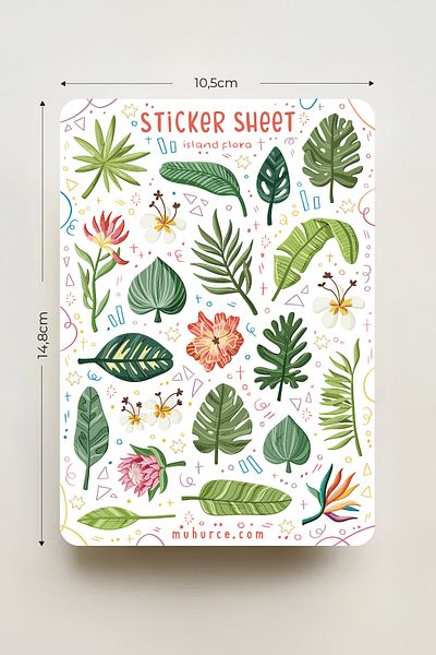 MÜHÜRCE Tropical Plant Sticker - Nature & Aesthetic Stickers - for Notebook and Agenda