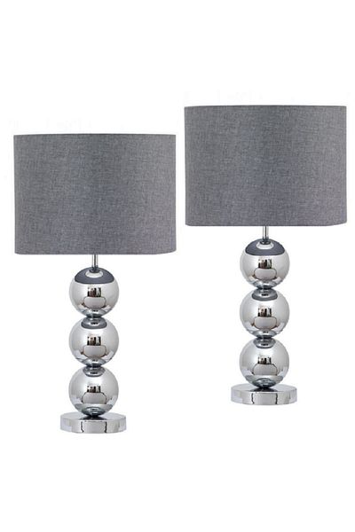 571 Store 2 Pcs Ala Table Lampshade Chrome Body Fabric Headboard Decorative Lighting