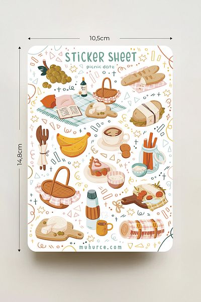 MÜHÜRCE Picnic Sticker - Nature & Food Stickers - for Notebook and Agenda
