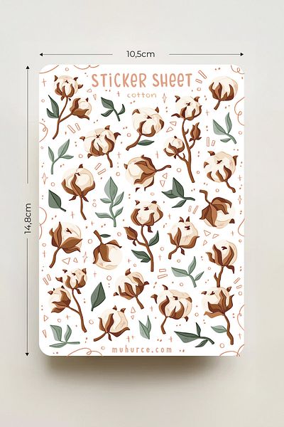 MÜHÜRCE Cotton Themed Sticker - Natural & Minimal Stickers - for Notebook & Agenda