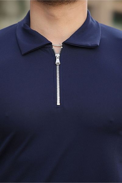 CAN Men's Half Zip Polo Neck T-Shirt