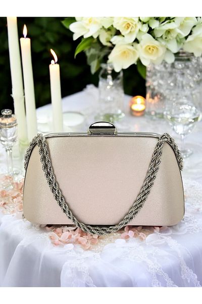 Biçanta Ειδική σχεδίαση Skin Color Satin Chain Handle Crystal Stone Handle Γυναικεία βραδινή τσάντα φορέματος