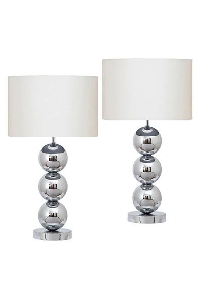 571 Store 2 Pcs Ala Table Lampshade Chrome Body Fabric Headboard Decorative Lighting