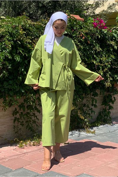 Moda Rosa 24Y2296 - Green - Relax Double Set with Kimono Binding