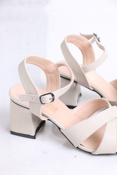 sefayol Hardy Beige Matte Leather Heeled Women's Shoes