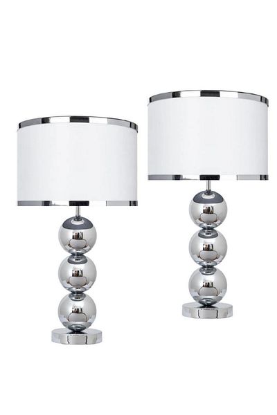 571 Store 2 Pcs Ala Table Lampshade Chrome Body Fabric Headboard Decorative Lighting
