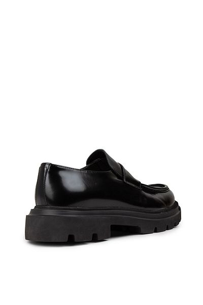 Deery Men's Genuine Leather Black Loafer Shoes