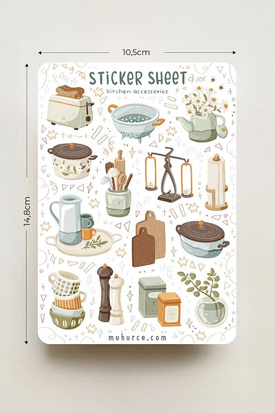 MÜHÜRCE Vintage & Aesthetic Kitchen Sticker - for Notebook, Agenda and Bullet Journal