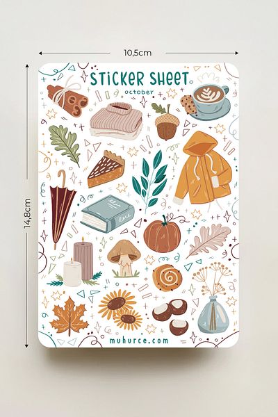 MÜHÜRCE Autumn Sticker - Aesthetic & Vintage Stickers - for Notebook and Agenda