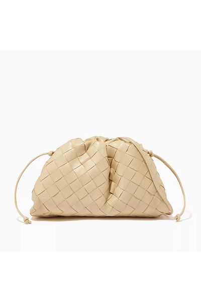 Generic Modern design woven leather handbag and shoulder bag with magnetic closure, beige