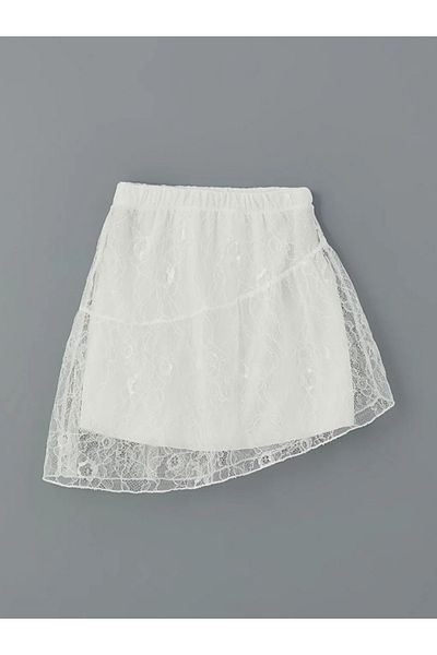 LC Waikiki Lcw Kids Ecru Elastic Waist Lace Detailed Girls Skirt