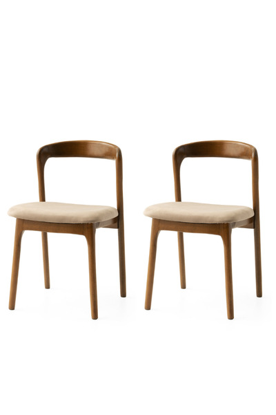 Viento Mobilya 2 Adet Yılan Sandalye Babyface Kumaş Ceviz Ahşap İskelet