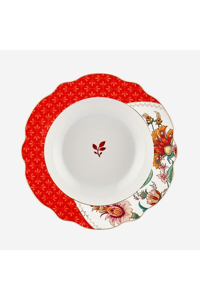 CHIARA ALESSI Allure Red Porcelain Pit Plate 21 Cm