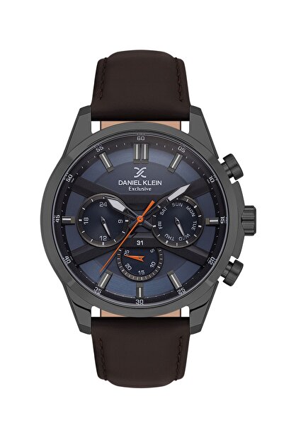 Daniel Klein Exclusive Multi Fonksiyonel Takvim, Gün, 12/24 Saat, Dual Time Su Geçirmez Deri Erkek Kol Saati
